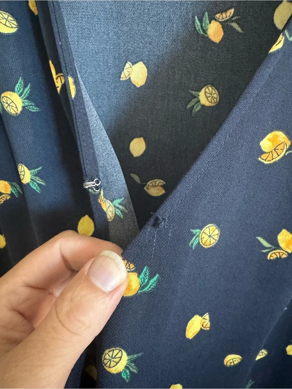 J. Crew Navy Lemon Print Faux Wrap Dress Size 8
